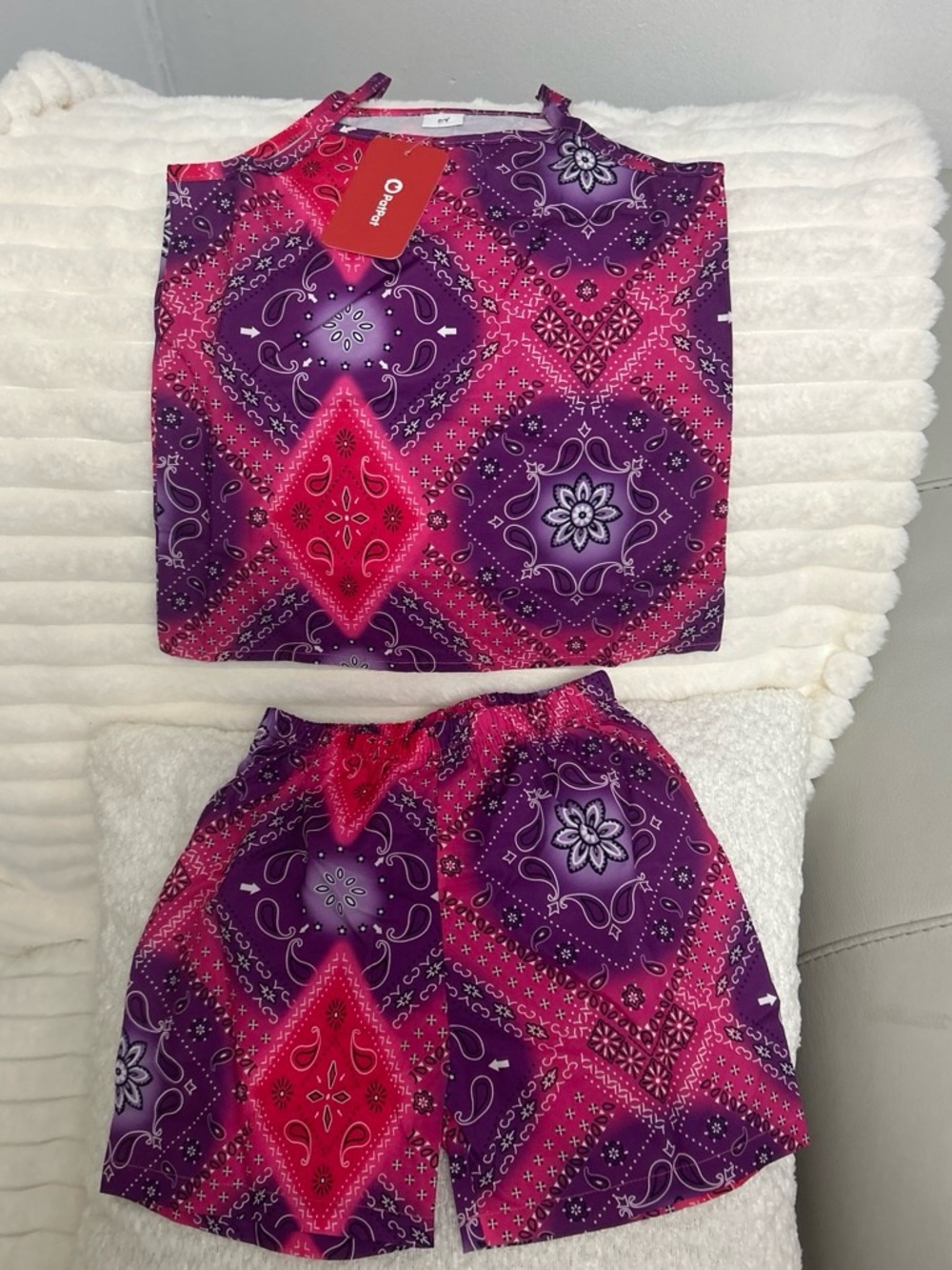 PatPat Purple & Pink Bandana-Print Kids Skirt Set Two-Piece